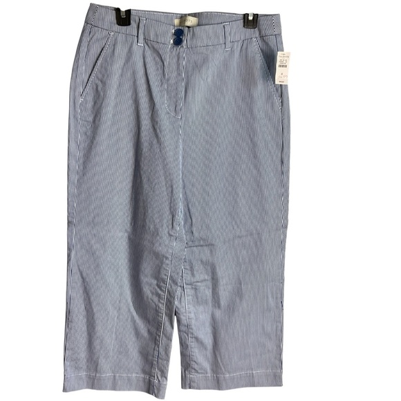 Talbots Blue and White Striped Cropped Jeans - Picture 1 of 10